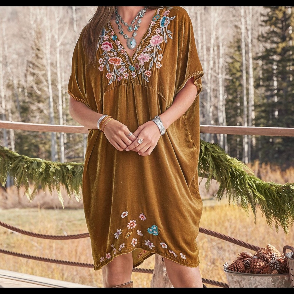 Johnny Was "Serafina" bronze colored velvet dress. New with tags from Sundance.